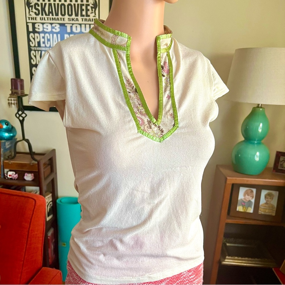 Vintage semi-sheer top with mandarin collar